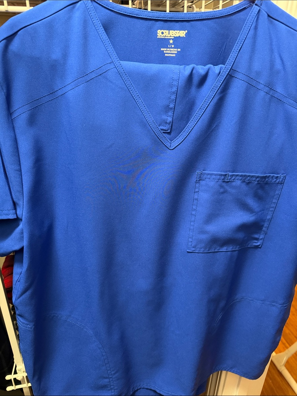 Scully Men’s Royal Blue V-Neck Scrub Top with Chest Pocket
